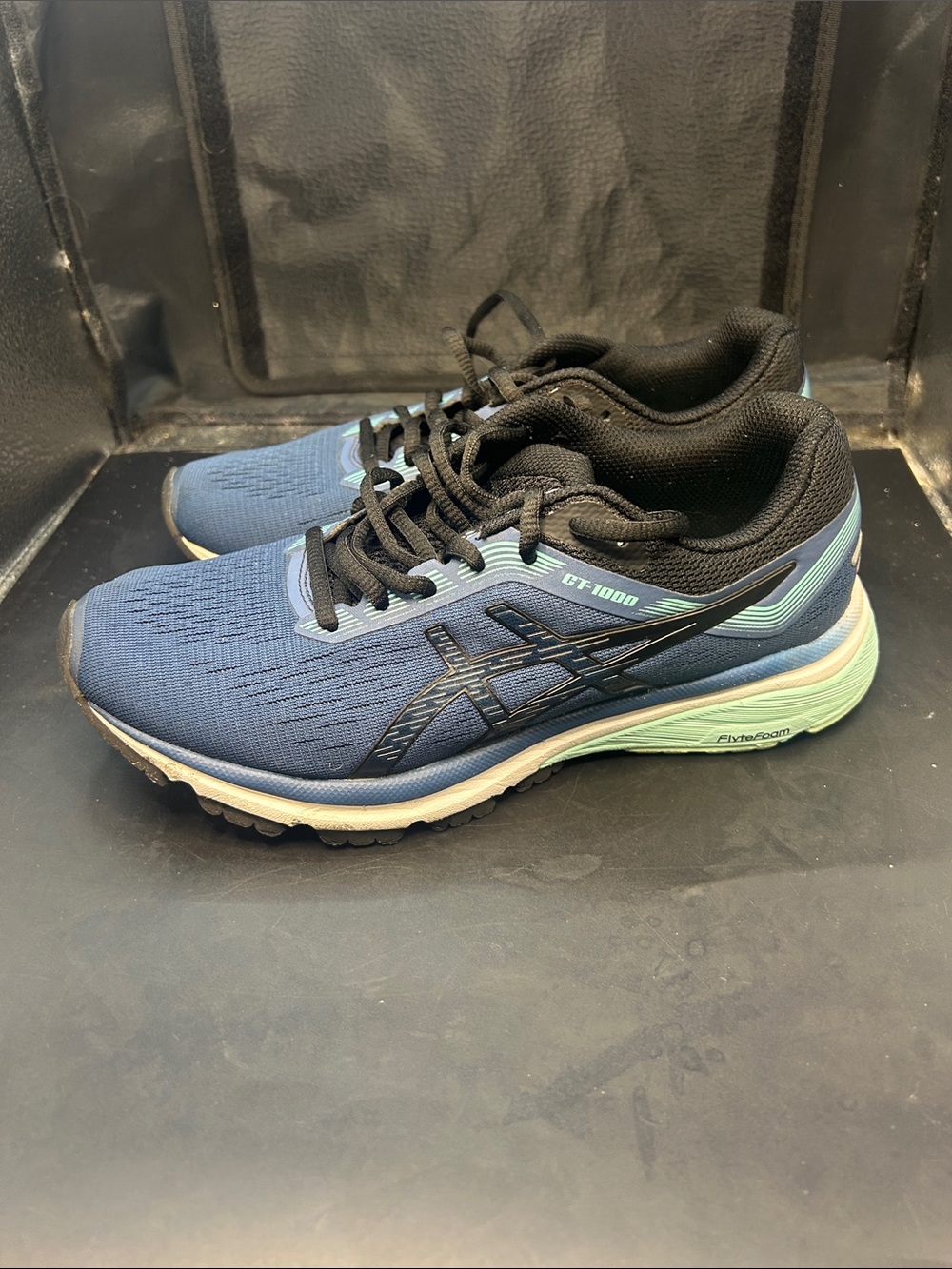ASICS Men's GT-1000 Running Shoes - Blue/Black with Mint Accent